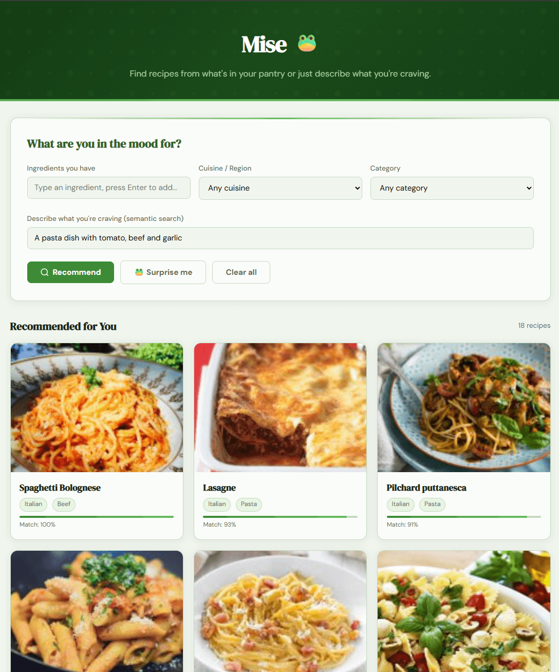 Mise - Recipe Recommender